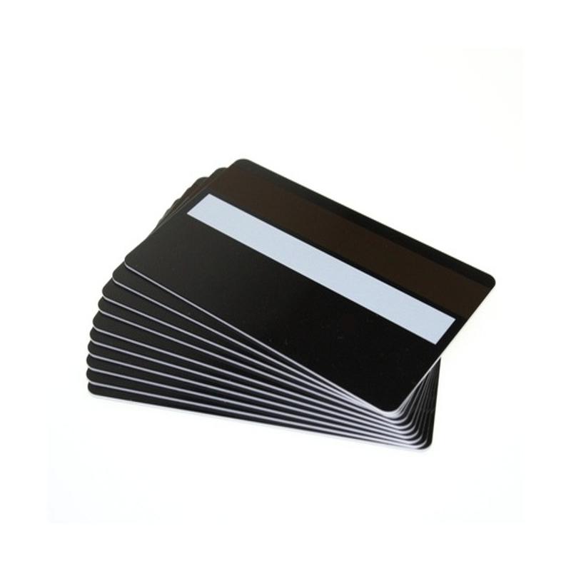 Black Gloss Premium 760 Micron Cards With Hi-Co Magnetic Stripe & Signature Strip Panel (Pack of 100) ,SKU :C-A7-BKHISIG