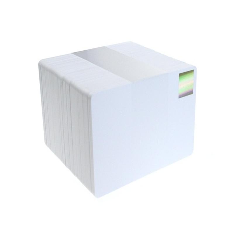 Blank White Plastic Cards with Gold Holopatch (Pack of 100) ,SKU :C-HP-WH